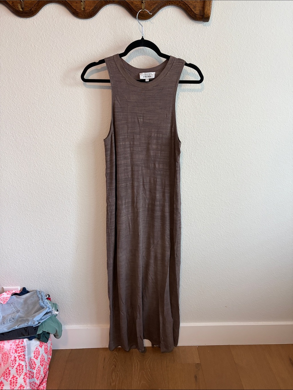 Sleeveless Taupe-Brown Knit Maxi Dress